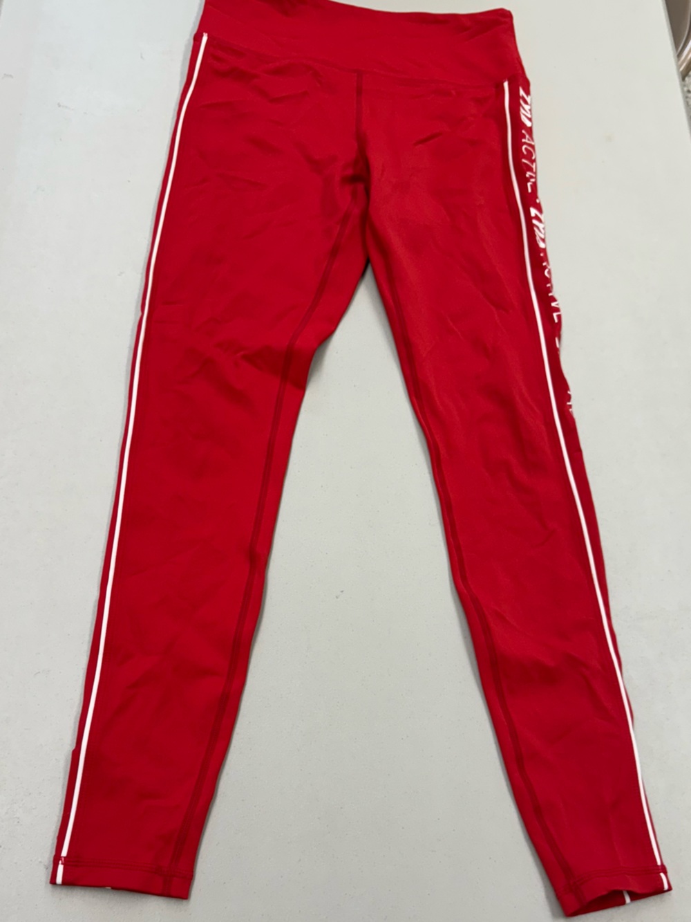 ZYIA Active Athletic Red Kids Yoga Leggings Joggers with White Side Piping